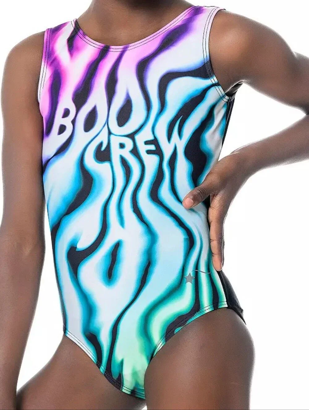 HALLOWEEN Destira Gymnastics Dance Leotard CXL Extra Large BOO CREW Scary Swirls